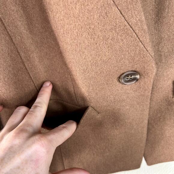 Trouve Blazer Jacket Single Button Cropped Wool Blend Tan Black Notched SMALL - Picture 3 of 8
